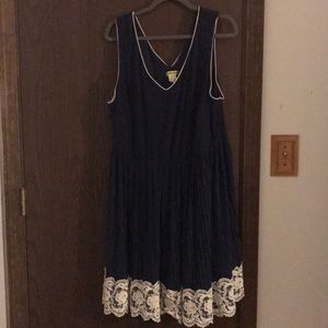 NWOT Navy ModCloth dress w/ ivory lace.